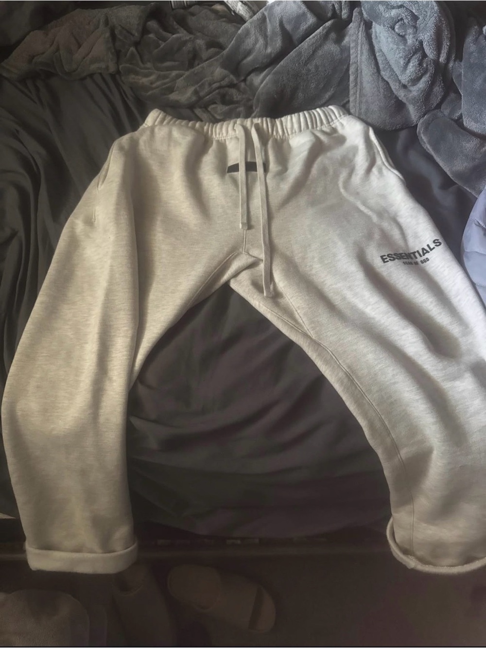 Essentials Kids Light Gray Joggers with Drawstring